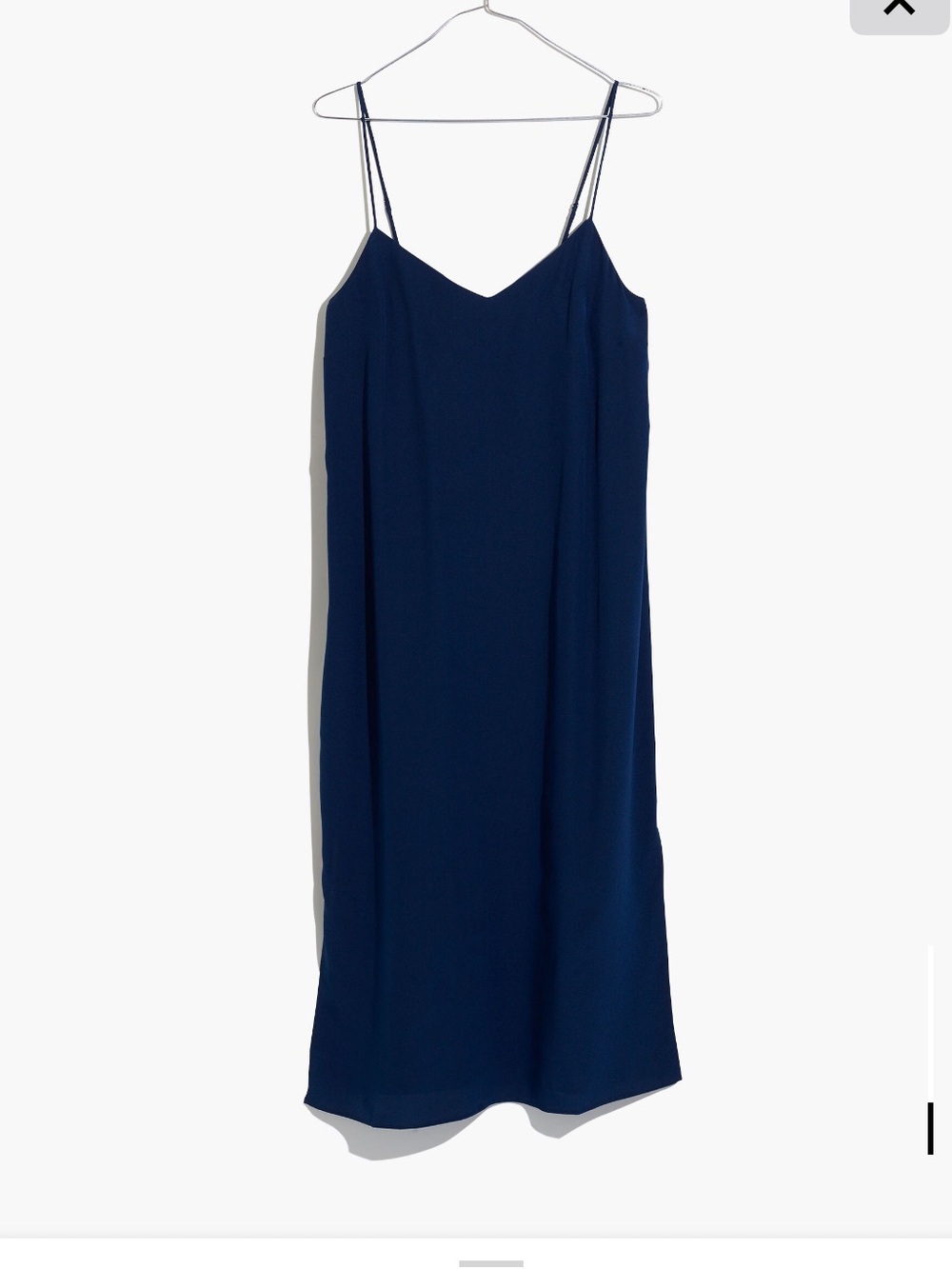 Madewell Eva side slit slip dress 100% silk in navy size 8